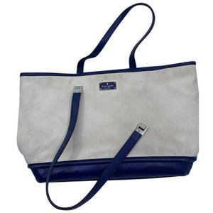 kate spade creamblue fabric shoulder bag